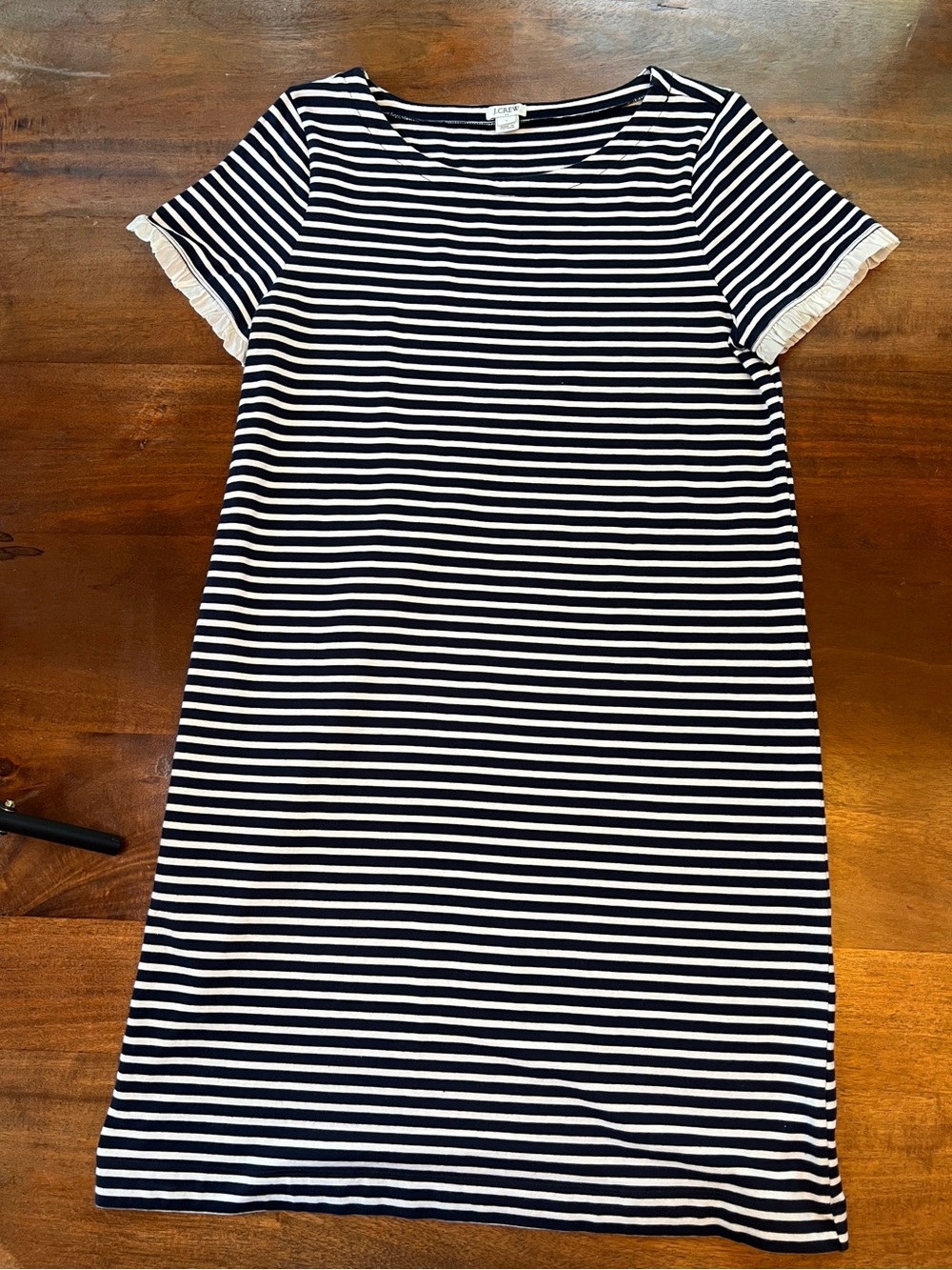 J. Crew Sheath Dress Women L Blue /White Striped Cotton  Dress  Short Sleeve